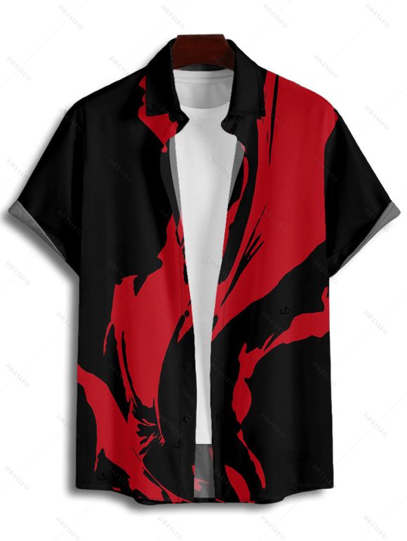 Chemise boutonnée imprimée gothique pour homme pour Halloween - Noir 5XL