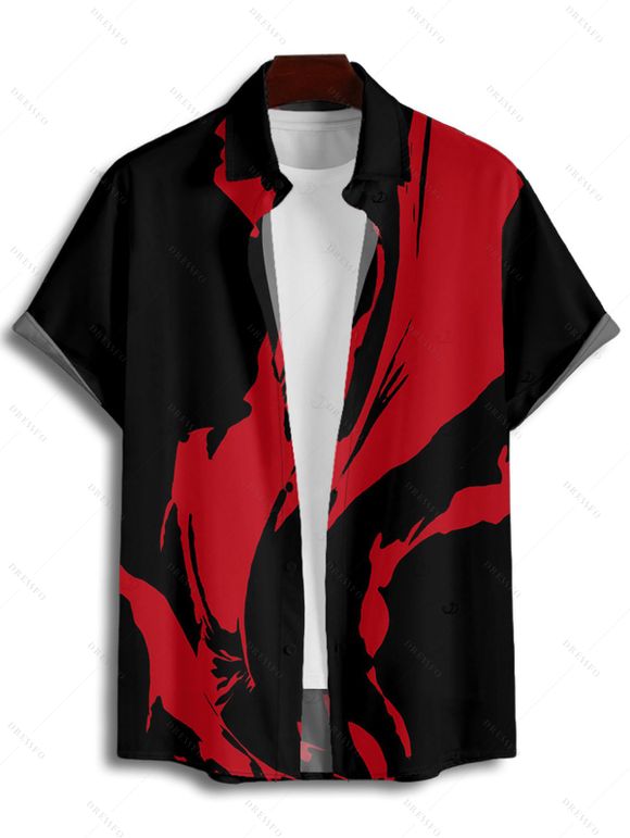 Gothic Couple Outfit Printed Ruched Bust Mini Dress and Shirt Matching Set - Noir S | US 4