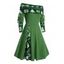 Robe colorblock, robe de Noël, imprimé sapin et flocon de neige, mini-robe trapèze cintrée à manches longues et godets - Vert XXL