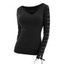 Haut ajusté à manches longues et col rond Solid VO à lacets - Noir XXL