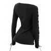 Haut ajusté à manches longues et col rond Solid VO à lacets - Noir XXL
