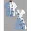 Butterfly Rose Print Women's V Neck Ruffle Sleeve Surplice Dress and Men's Roll Up Sleeve Shirt Gentleman Shirt Resort Outfit - Bleu clair S | US 4