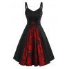 Robe d'Halloween à lacets colorblock, mini-robe trapèze sans manches - Noir XXL | US 14