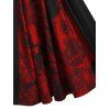 Robe d'Halloween à lacets colorblock, mini-robe trapèze sans manches - Noir XXL | US 14