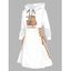 Robe à capuche mignonne, imprimé animal de dessin animé, mini-robe à lacets et cordons de serrage - Blanc XXL | US 14