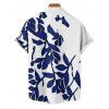 Chemise de vacances pour homme, boutonnée, imprimé feuilles et plantes, pour la plage - Bleu profond 5XL