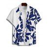 Chemise de vacances pour homme, boutonnée, imprimé feuilles et plantes, pour la plage - Bleu profond 5XL