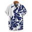 Chemise de vacances pour homme, boutonnée, imprimé feuilles et plantes, pour la plage - Bleu profond 5XL