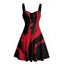 Robe gothique imprimée, mini-robe à buste froncé pour Halloween - Noir XXXXXL | US 20