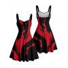 Robe gothique imprimée, mini-robe à buste froncé pour Halloween - Noir XXXXXL | US 20