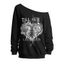 Sweat-shirt gothique pour Halloween, imprimé tête de mort, cœur, lettres, col oblique - Noir XXL | US 14