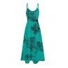 Robe de vacances à imprimé feuilles tropicales et poches, robe longue à bretelles spaghetti pour la plage - Vert XXL | US 14