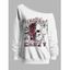 Sweat-shirt gothique pour Halloween, haut à col oblique avec imprimé tête de mort et roses - Blanc XXL | US 14