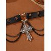 Collier ras du cou gothique avec pendentif croix et rivets - Noir 