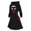 Robe à capuche punk pour Halloween, mini-robe à lacets et cordons de serrage, imprimé tête de mort et lettres - Noir XXL | US 14