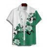 Chemise de vacances pour homme, boutonnée, imprimé floral et feuilles - Vert profond 5XL