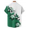 Chemise de vacances pour homme, boutonnée, imprimé floral et feuilles - Vert profond 5XL