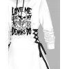 Robe à capuche gothique, imprimé tête de mort, mini-robe à lacets et cordons de serrage - Blanc XXL | US 14