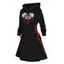 Robe à capuche gothique, mini-robe à lacets et cordons de serrage, imprimé cœur et tête de mort - Noir XXL | US 14
