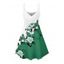 Robe de vacances à imprimé floral et feuilles, mini-robe à bretelles spaghetti colorblock - Vert profond XXXXXL | US 20
