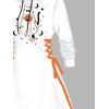 Robe à capuche d'Halloween, mini-robe à lacets et cordons de serrage, imprimé chat, citrouille et lune - Blanc XXL | US 14