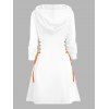 Robe à capuche d'Halloween, mini-robe à lacets et cordons de serrage, imprimé chat, citrouille et lune - Blanc XXL | US 14