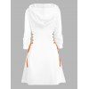 Robe à capuche d'Halloween, imprimé citrouille, fantôme, canard, mini-robe à lacets et cordons de serrage - Blanc XXL | US 14