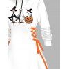 Robe à capuche d'Halloween, imprimé citrouille, fantôme, canard, mini-robe à lacets et cordons de serrage - Blanc XXL | US 14
