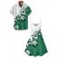 Vacation Couple Outfit Leaf Floral Print Colorblock Mini Dress and Shirt Set - Vert profond S | US 4
