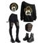 Gothic Outfit Floral Skulls Print Sweatshirt and Grommet Chain Pants Boots Set - Noir S | US 4