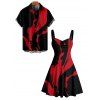 Gothic Couple Outfit Printed Ruched Bust Mini Dress and Shirt Matching Set - Noir S | US 4