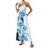 Vacation Couple Outfit Contrast Color Floral Print Pocket Long Dress and Shirt Set - Bleu clair S | US 4