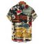Chemise boutonnée vintage pour homme, imprimé lettres colorblock, style affiches - multicolor 5XL