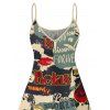 Robe vintage à imprimé mini-robe colorblock avec lettres et affiches - multicolor XXXXXL | US 20