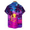 Chemise de plage pour homme, imprimé paysage de cocotiers, chemise de vacances - Rouge Rose XXXXXL | US 20