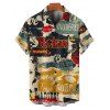 Vintage Couple Outfit Colorblock Letter Posters Style Print Mini Dress and Shirt Set - multicolor S | US 4