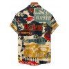 Vintage Couple Outfit Colorblock Letter Posters Style Print Mini Dress and Shirt Set - multicolor S | US 4