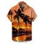 Chemise de plage boutonnée pour homme, imprimé cocotiers et coucher de soleil - Orange 5XL