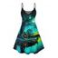 Robe de vacances à imprimé paysage forestier, mini-robe à bretelles spaghetti - Vert profond XXXXXL | US 20