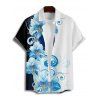 Chemise de vacances pour homme, boutonnée, à imprimé floral et couleur contrastée - Blanc 5XL