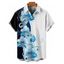 Chemise de vacances pour homme, boutonnée, à imprimé floral et couleur contrastée - Blanc 5XL
