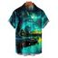 Chemise de vacances pour homme, boutonnée, imprimé paysage forestier - Vert profond 5XL