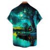 Chemise de vacances pour homme, boutonnée, imprimé paysage forestier - Vert profond 5XL