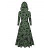 Sweat à capuche gothique imprimé tête de mort, papillon, araignée, cordon de serrage, long haut avec capuche - Vert profond XXL | US 14