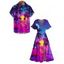 Vacation Couple Outfit for Beach Coconut Tree Print Slit Dress and Shirt Set - Rouge Rose S | US 4