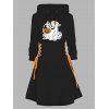 Robe à capuche d'Halloween, mini-robe à lacets et cordons de serrage, imprimé fantôme citrouille - Noir XXL | US 14