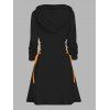 Robe à capuche d'Halloween, mini-robe à lacets et cordons de serrage, imprimé fantôme citrouille - Noir XXL | US 14