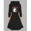 Robe à capuche d'Halloween, mini-robe à lacets et cordons de serrage, imprimé citrouille fantôme - Noir XXL | US 14