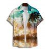 Beach Couple Outfit Coconut Tree Sunlight Print Mini Dress and Shirt Vacation Set - Orange S | US 4