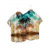 Beach Couple Outfit Coconut Tree Sunlight Print Mini Dress and Shirt Vacation Set - Orange S | US 4